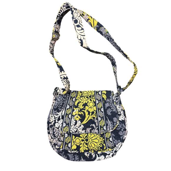 Vera Bradley Shoulder‎ Bag Purse Tote Floral Yellow Black Gray Discontinued VB - Picture 1 of 10